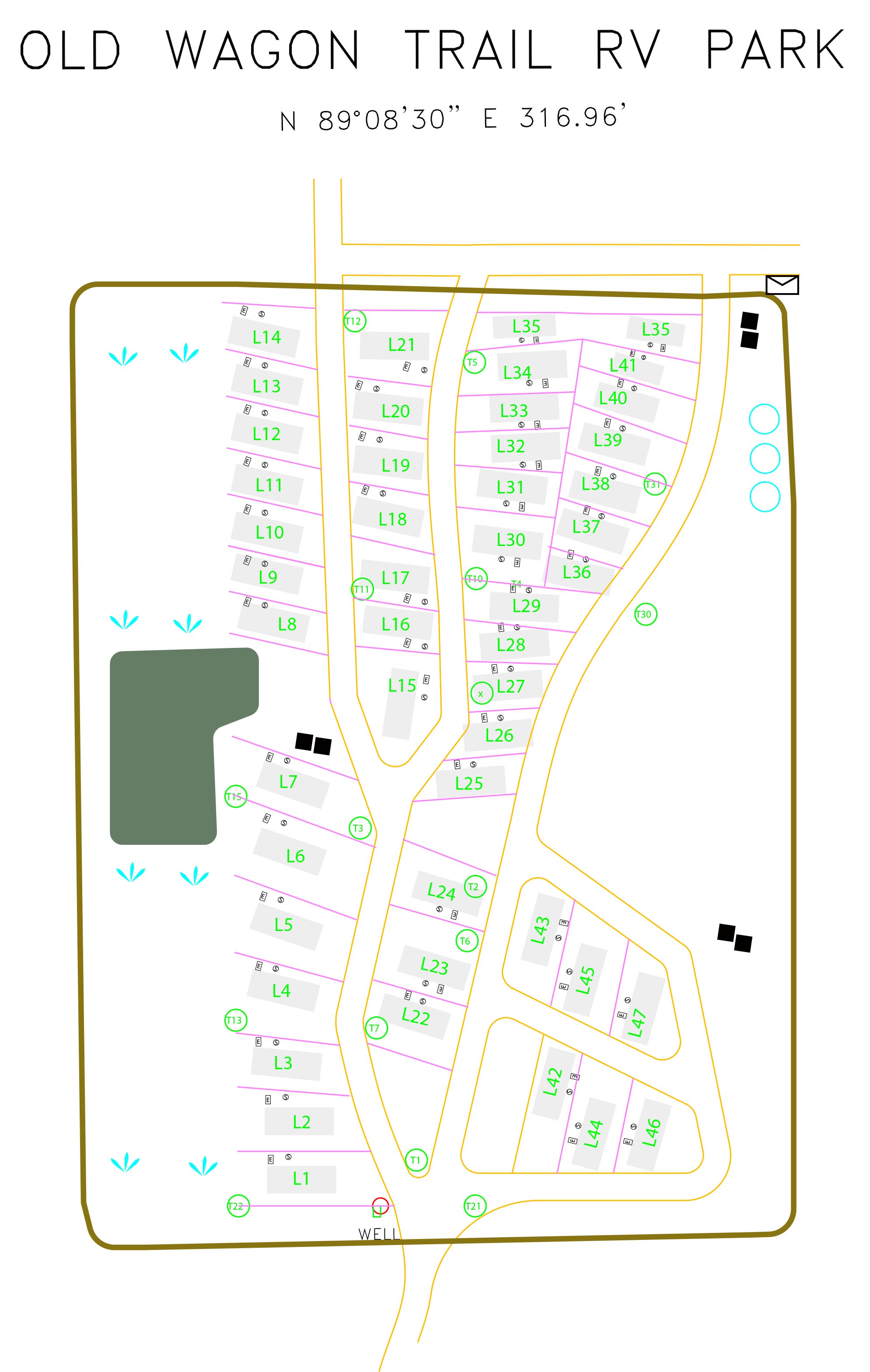 Old Wagon Trail RV Park Map | Plantersville, TX